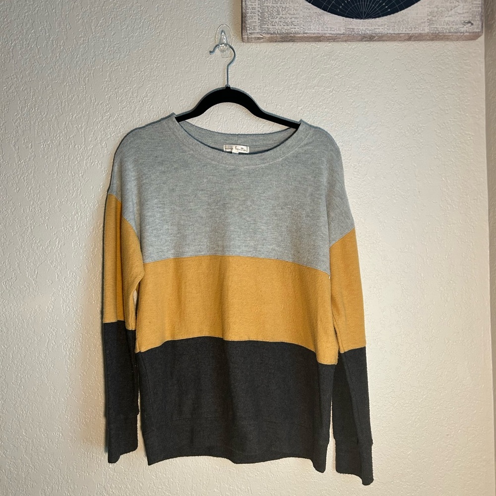 Mine Britton 🤎Colorblock Sweater - Gray, Gold, and Black